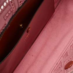 Fendi Pink FF Openwork Embroidered Canvas Medium Baguette Bag