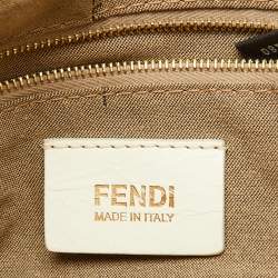 Pre Owned Fendi Beige Floral Print Zucca Canvas and Leather Chef Shoulder Bag