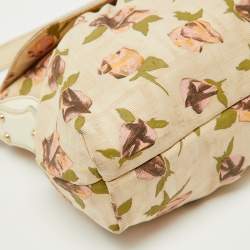 Pre Owned Fendi Beige Floral Print Zucca Canvas and Leather Chef Shoulder Bag