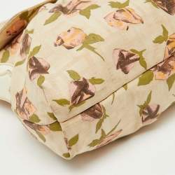 Pre Owned Fendi Beige Floral Print Zucca Canvas and Leather Chef Shoulder Bag