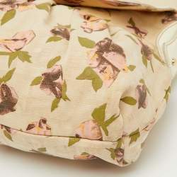 Pre Owned Fendi Beige Floral Print Zucca Canvas and Leather Chef Shoulder Bag