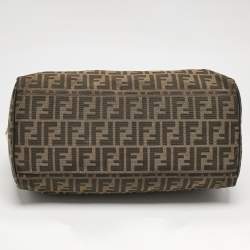Fendi Tobacco Zucca Canvas Boston Boston Bag