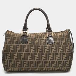 Fendi Tobacco Zucca Canvas Boston Boston Bag