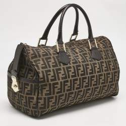 Fendi Tobacco Zucca Canvas Boston Boston Bag