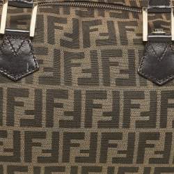 Fendi Tobacco Zucca Canvas Boston Boston Bag