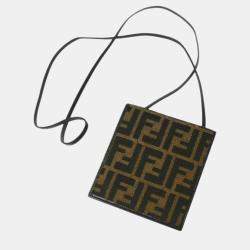 Fendi Brown Zucca Pattern Leather Wallet Bag