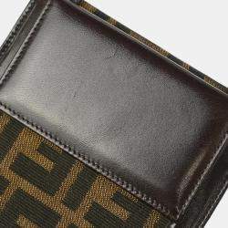 Fendi Brown Zucca Pattern Leather Wallet Bag