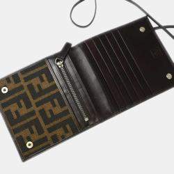 Fendi Brown Zucca Pattern Leather Wallet Bag