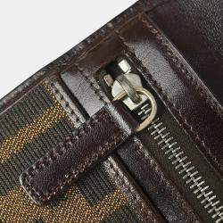 Fendi Brown Zucca Pattern Leather Wallet Bag