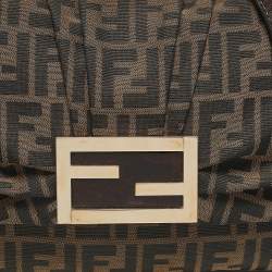 Pre Owned Fendi Tobacco Zucca Canvas and Patent Leather Mia Flap Shoulder Bag