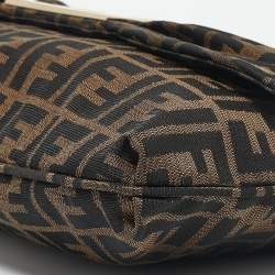 Pre Owned Fendi Tobacco Zucca Canvas and Patent Leather Mia Flap Shoulder Bag