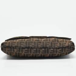 Pre Owned Fendi Tobacco Zucca Canvas and Patent Leather Mia Flap Shoulder Bag