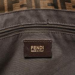 Pre Owned Fendi Tobacco Zucca Canvas and Patent Leather Mia Flap Shoulder Bag