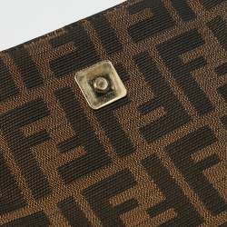 Pre Owned Fendi Tobacco Zucca Canvas and Patent Leather Mia Flap Shoulder Bag