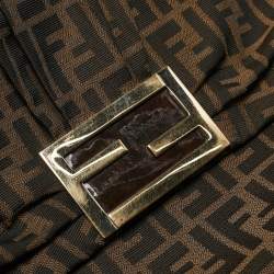 Pre Owned Fendi Tobacco Zucca Canvas and Patent Leather Mia Flap Shoulder Bag