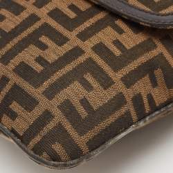 Pre Owned Fendi Tobacco Zucca Canvas and Leather Chef Zip Crossbody Bag