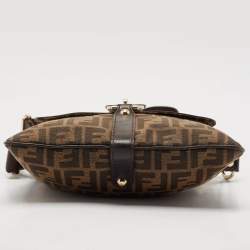 Pre Owned Fendi Tobacco Zucca Canvas and Leather Chef Zip Crossbody Bag