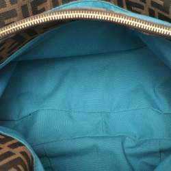 Fendi Tobacco Zucca Canvas And Patent Leather Large Mia Shoulder Bag
