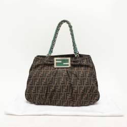 Fendi Tobacco Zucca Canvas And Patent Leather Large Mia Shoulder Bag