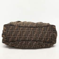 Fendi Tobacco Zucca Canvas And Patent Leather Large Mia Shoulder Bag