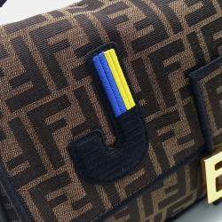 Fendi Brown Fabric Baguette Large Bag