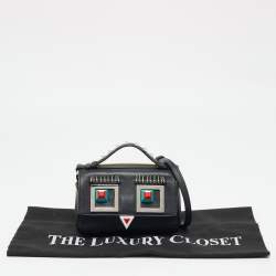Fendi Black/Yellow Leather Hypnoteyes Double Micro Baguette Crossbody Bag