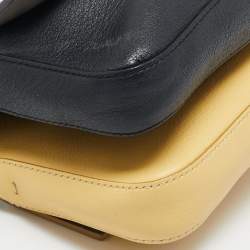 Fendi Black/Yellow Leather Hypnoteyes Double Micro Baguette Crossbody Bag