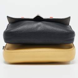 Fendi Black/Yellow Leather Hypnoteyes Double Micro Baguette Crossbody Bag