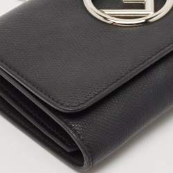 Fendi Black Leather Kan I F Wallet On Chain 