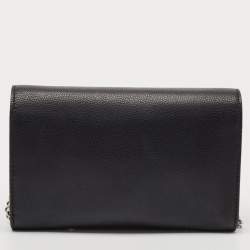 Fendi Black Leather Kan I F Wallet On Chain 