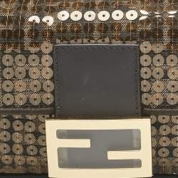 Fendi Tobacco Zucca Canvas and Sequins Mini Baguette Bag