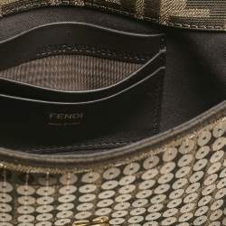 Fendi Tobacco Zucca Canvas and Sequins Mini Baguette Bag