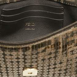Fendi Tobacco Zucca Canvas and Sequins Mini Baguette Bag