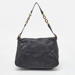 Pre Owned Fendi Black Leather Mama Forever Large Flap Shoulder Bag
