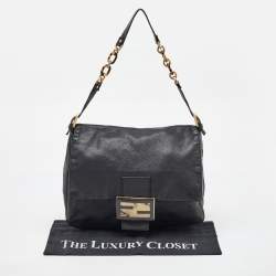 Pre Owned Fendi Black Leather Mama Forever Large Flap Shoulder Bag