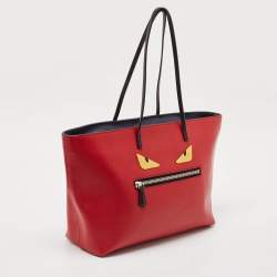 Fendi Red Leather Monster Roll Tote