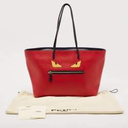 Fendi Red Leather Monster Roll Tote
