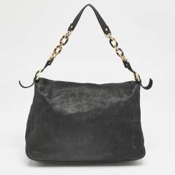 مملوكة مسبقًا Fendi Black Shimmer Leather Large Mama Forever Flap Shoulder Bag