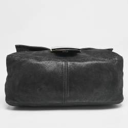 مملوكة مسبقًا Fendi Black Shimmer Leather Large Mama Forever Flap Shoulder Bag