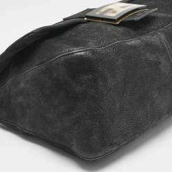 مملوكة مسبقًا Fendi Black Shimmer Leather Large Mama Forever Flap Shoulder Bag