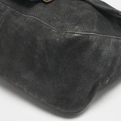 مملوكة مسبقًا Fendi Black Shimmer Leather Large Mama Forever Flap Shoulder Bag