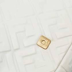 Fendi White Zucca Embossed Leather Baguette NM Bag
