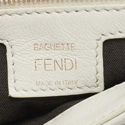Fendi White Zucca Embossed Leather Baguette NM Bag
