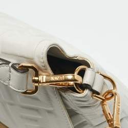 Fendi White Zucca Embossed Leather Baguette NM Bag