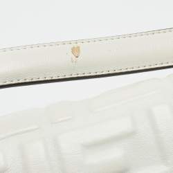 Fendi White Zucca Embossed Leather Baguette NM Bag