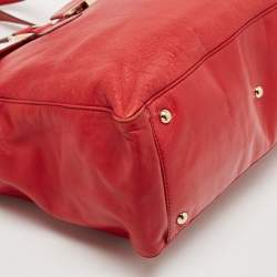 Pre Owned Fendi Red Leather Forever Flap Tote