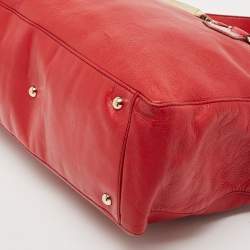 Pre Owned Fendi Red Leather Forever Flap Tote