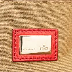 Pre Owned Fendi Red Leather Forever Flap Tote