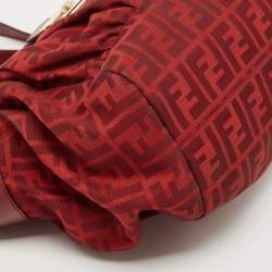  Fendi Red Zucca Canvas and Leather Borsa Chef Tote