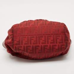  Fendi Red Zucca Canvas and Leather Borsa Chef Tote